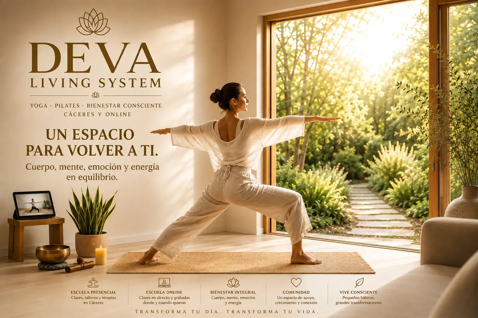 DEVA Living System — Yoga. Pilates. Bienestar. En Cáceres y en tu hogar. Un espacio donde volver a ti.